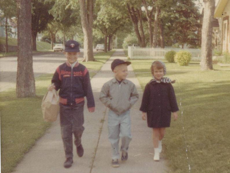 Me, Davy and Chrissy coming back from Reds, the corner store on Johnson Street